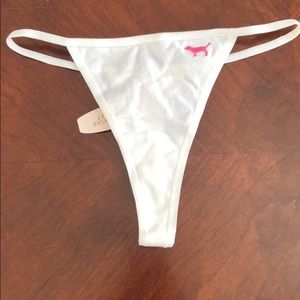 Pink Victoria’s Secret white thong Size Small